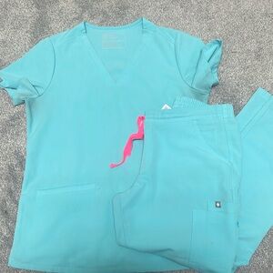 Neon blue figs scrub set